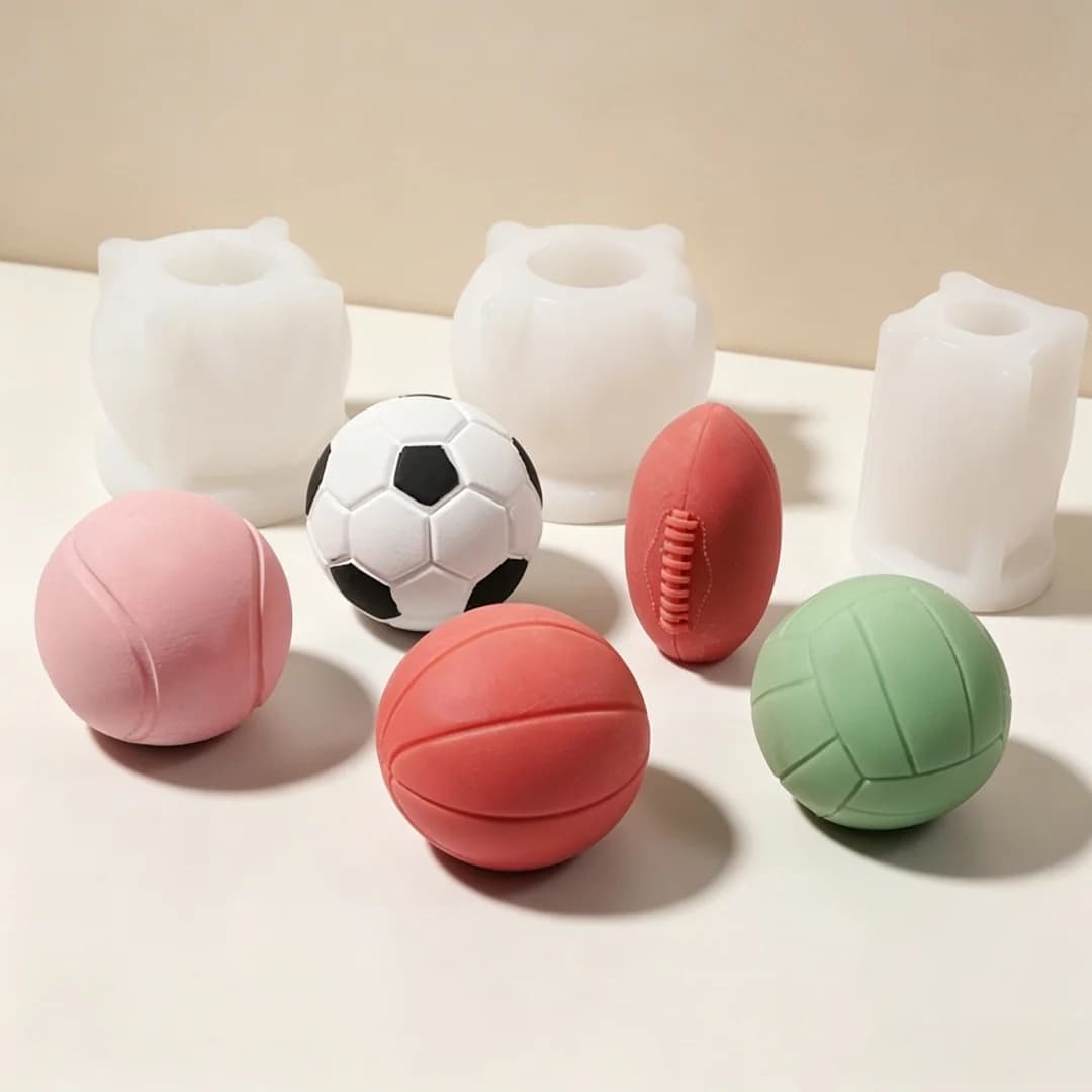 Stampo in Silicone per Gesso a Forma di Palla Sportiva 3D, per Palloni da Calcio e Basket, Creazioni Artigianali in Gesso, Pietre Aromatiche, Resina Epossidica, Ornamenti e Candele