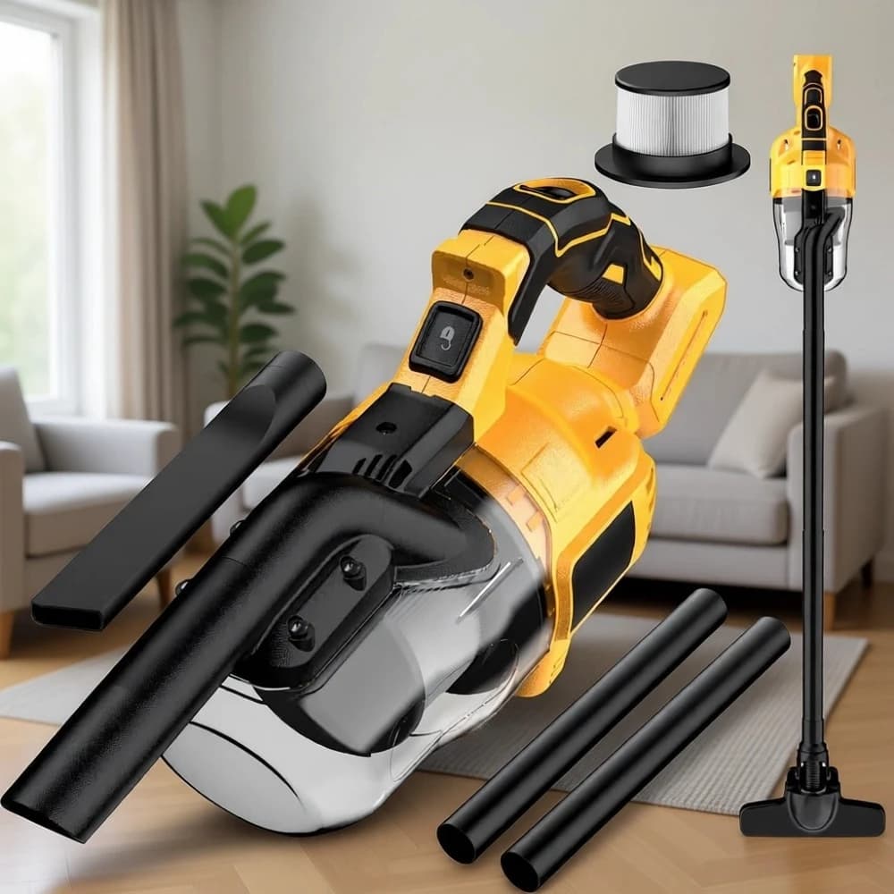 Aspirapolvere Senza Fili 20V 5in1 Portatile 500W 46CFM con Filtro HEPA per Pavimenti, Tappeti e Auto, Batteria Non Inclusa
