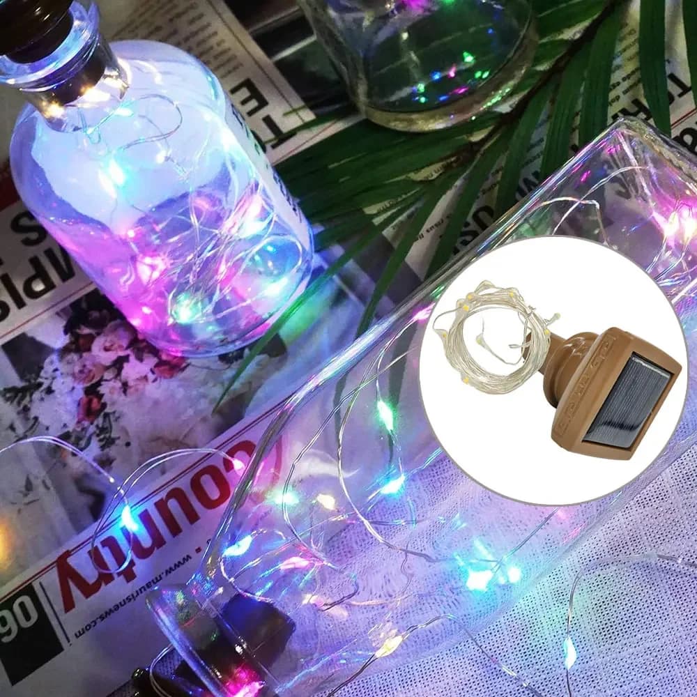 1Pc Creative Solar Powered LED luci per bottiglie di vino String Garland lampada per bottiglie di vetro a forma di sughero luci in filo di rame luci per esterni