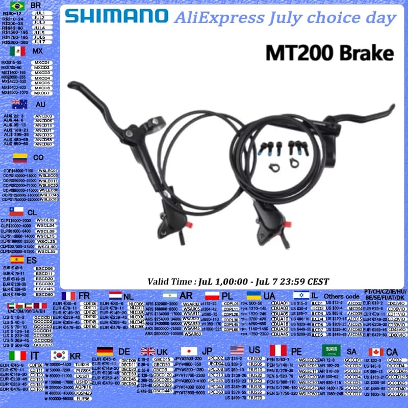 Shimano MT200 Freno BR-MT200 Anteriore Sinistro 800MM 850MM Destra Posteriore 1450MM 1550MM Mountain Bicicletta Freno A Disco Idraulico E-bike Freno