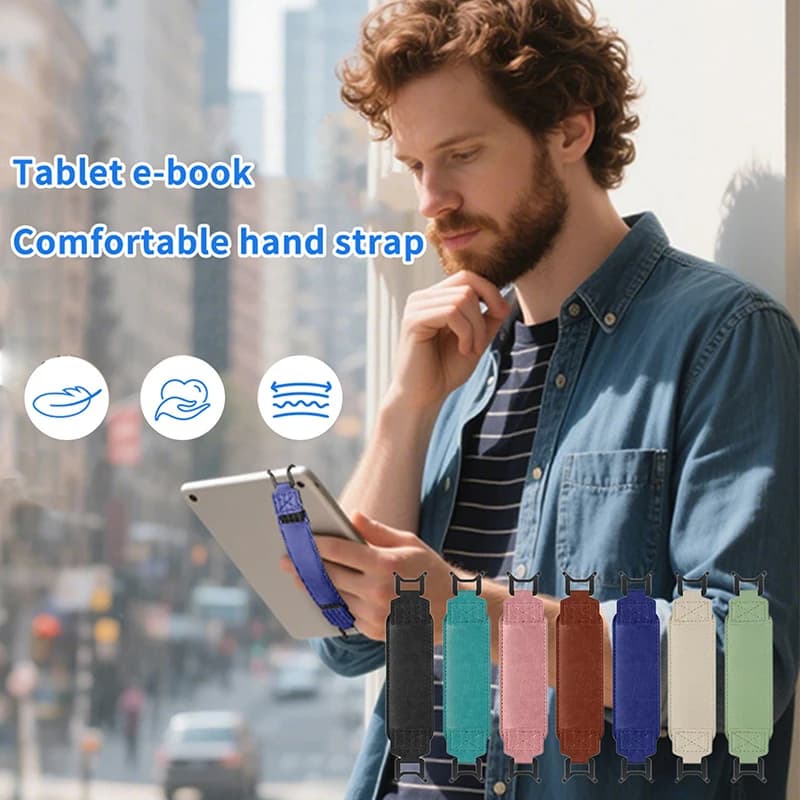 Leather Hand Strap For 6-11" Tablet Stand Handle Grip Security For IPad Xiaomi Samsung For Kindle Kobo Voyaga EReaders Holder