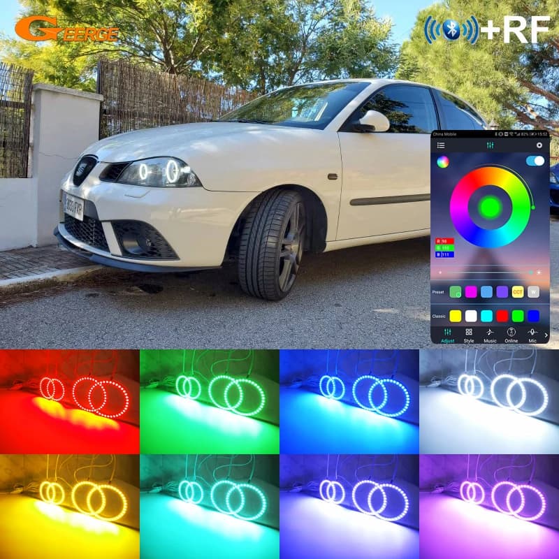 Per Seat Ibiza 6L Cordoba 2006 2007 2008 Luce diurna RF Remote BT App Multi Colore Ultra Luminoso RGB LED Angel Eyes Kit Halo Anelli