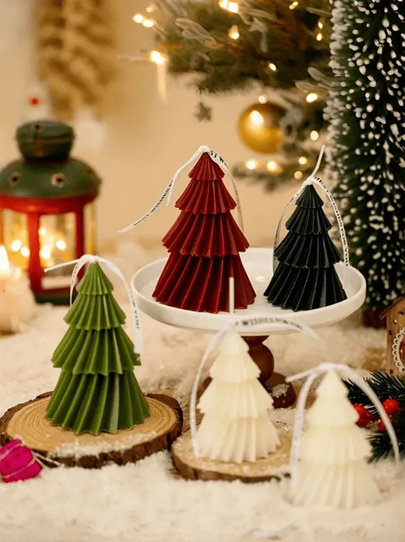 Cirelle Candela Profumata Artigianale Unica a Forma di Albero - Aromaterapia Ispirata all'Origami per Arredamento Casa e Regali Natalizi
