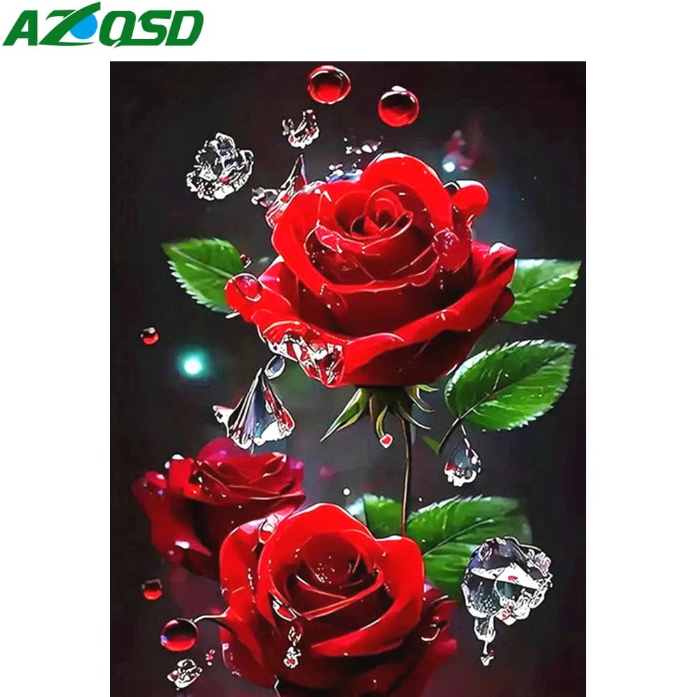 AZQSD Pittura Diamante Trapano Completo Fiore di Rosa Strass Immagini 5d Fai Da Te Ricamo Floreale 30x40 cm Mosaico Punto Croce Kit