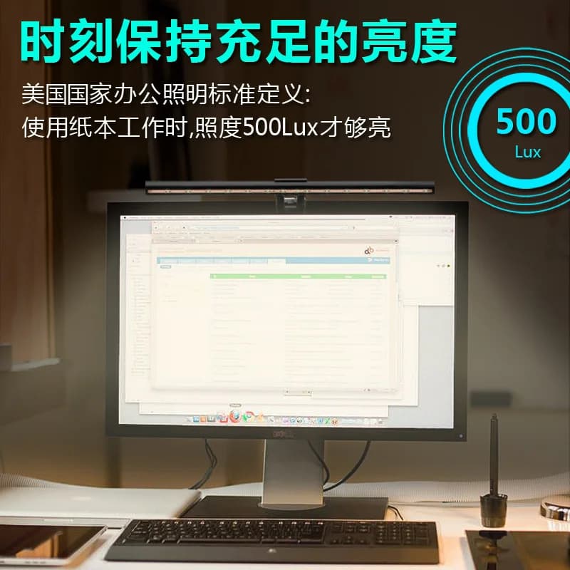 Barra luminosa per schermo monitor a LED per computer - Lampada da scrivania per la cura degli occhi con attenuazione continua per illuminazione da tavolo da lavoro e da gioco