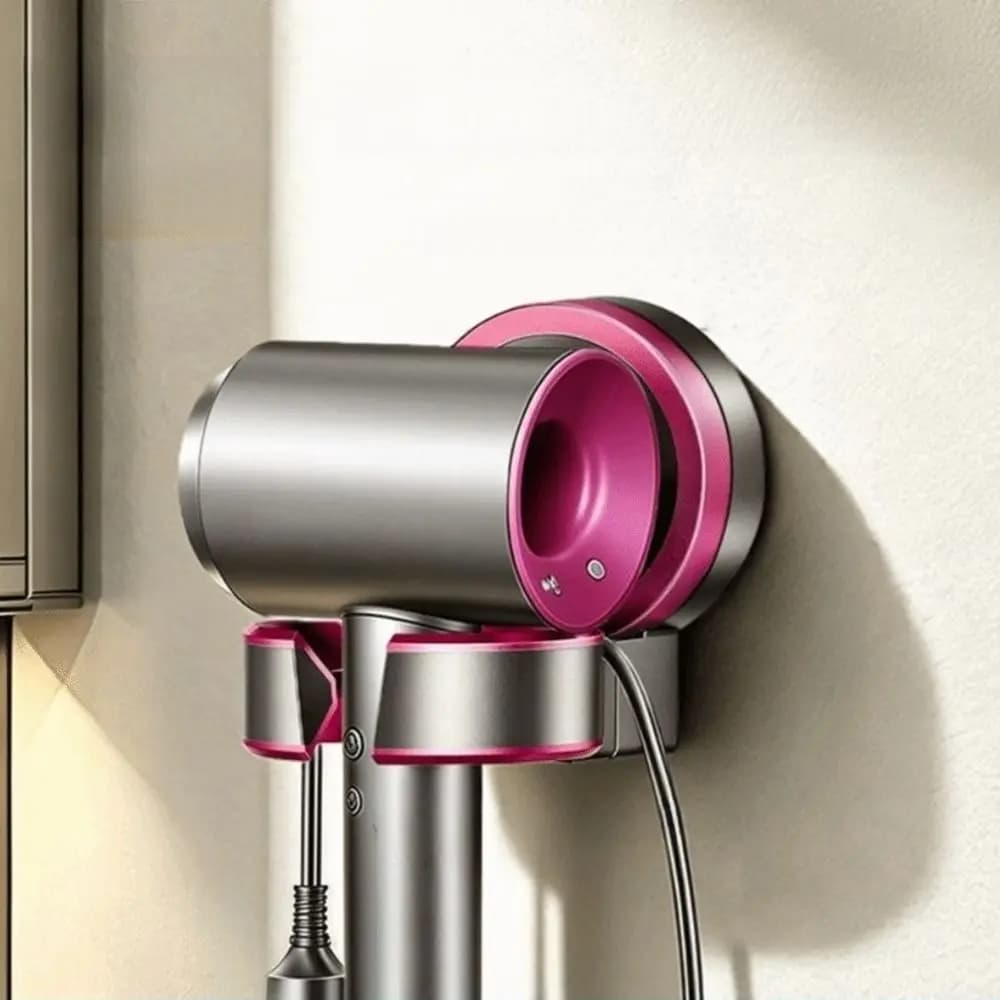 Suction Cup Hair Dryer Storage Rack Foldable Detachable Wall-mounted Hair Dryer Holder Rustproof Space Saving Bathroom Organizer