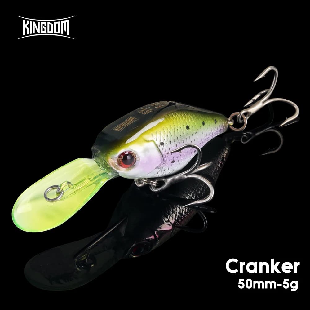 Kingdom Crankbaits Esche da pesca 5g 50mm Affondamento lento Minnow Altalena Piccole manovelle Esche artificiali Wobblers duri per trota spigola