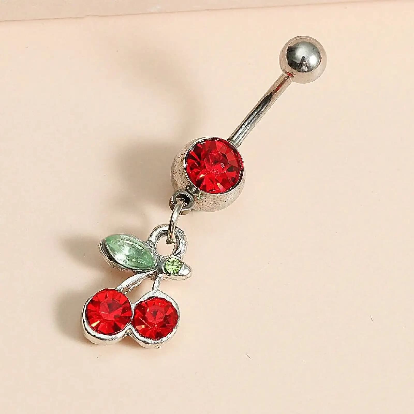 Anello per ombelico in acciaio inossidabile con design a ciliegia, personalizzato e in stile punk.