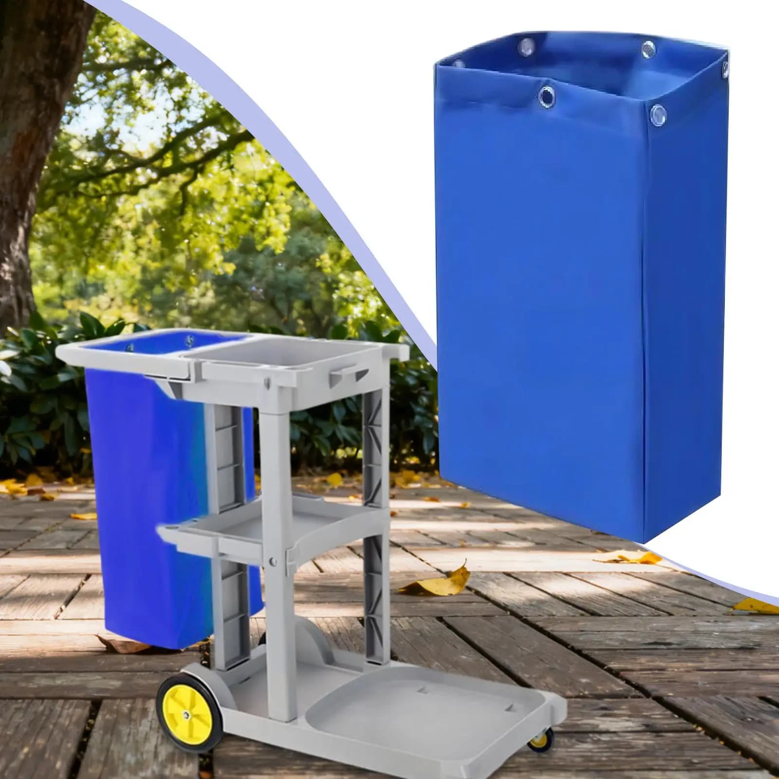 Cleaning Cart Bag Janitorial Tool Cart Bag High Capacity Oxford Cloth Laundry Collection Waterproof for School Office Hotel