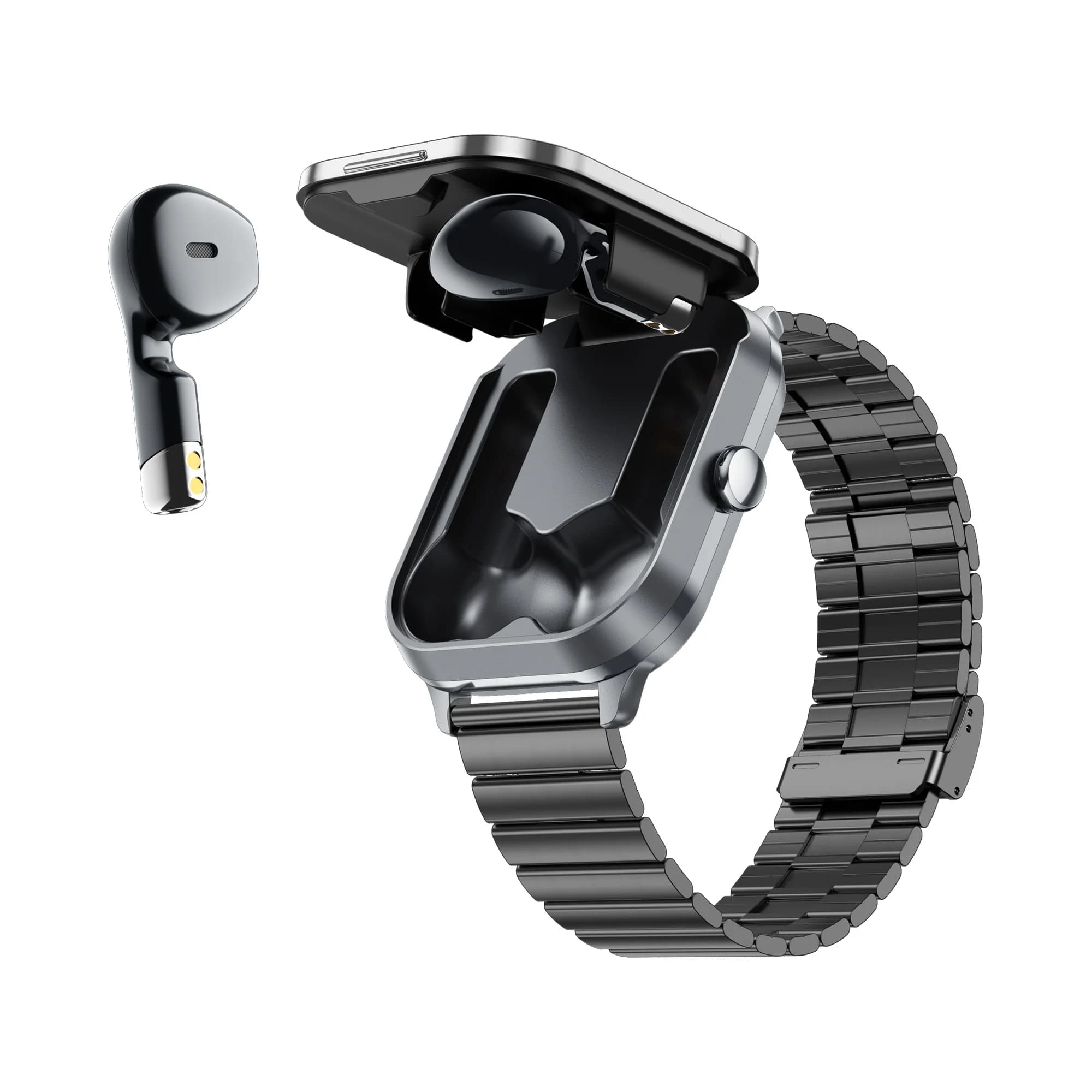 D8pro 2 in 1 Smart Watch Wireless Earbuds 2.01inch Screen BT Music Heart Rate Sports Assistant Smartwatch with Silicone Sl