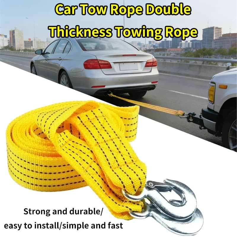 3T 5T 3M 4M heavy duty trailer rope, car towing cable with hooks, vehicle emergency road recovery accessories