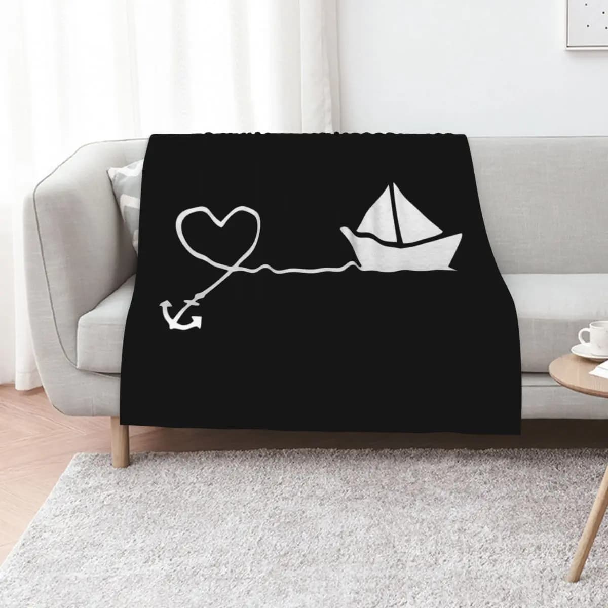 heart anchor boat Throw Blanket Fashion Sofas Thermal Hair Hairy Luxury St Furry Blankets