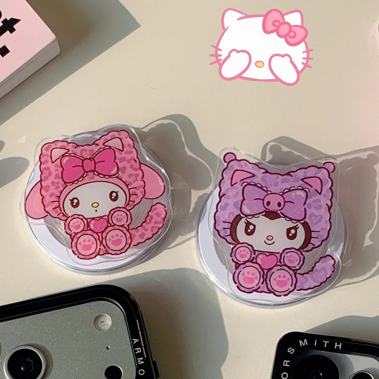Adorabile supporto magnetico per telefono con Melody e Kuromi per iPhone e Samsung, custodia magnetica per cellulare antiscivolo e rimovibile, regalo per ragazze