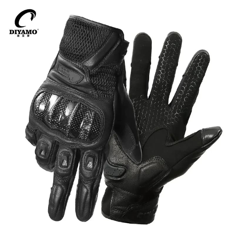 DIYAMO Motorcycle Riding Gloves Breathable Thin Comfortable Sheepskin Carbon Fiber Protective Gloves Men's Summer Locomotive
