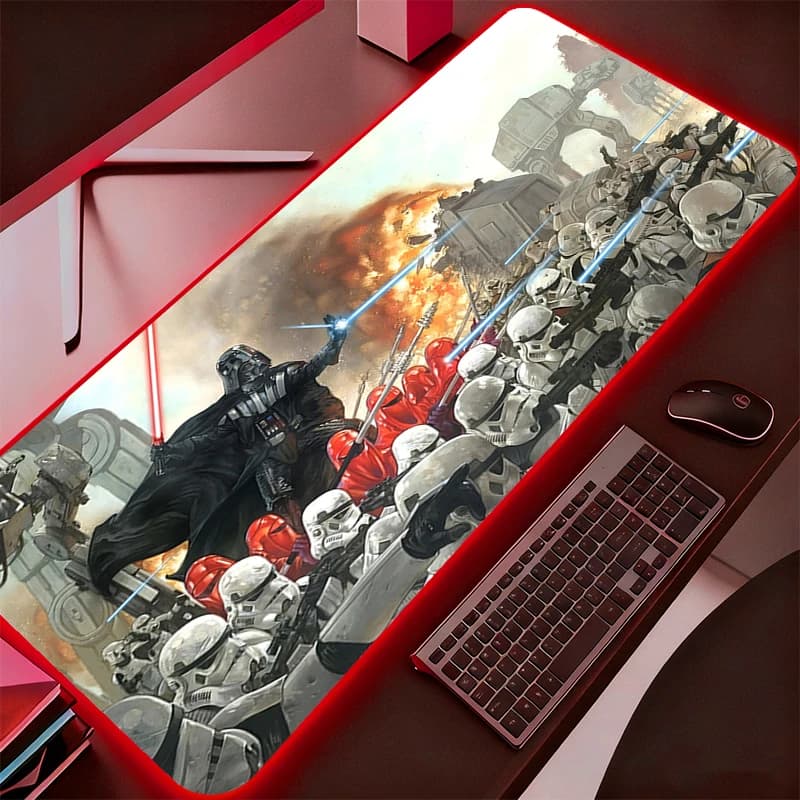 Tappetino per mouse RGB di grandi dimensioni Star Wars PC Speed per giocatori e-sportivi Retroilluminazione Tastiera per computer portatile Tappetino per mouse LED xxl Durevole