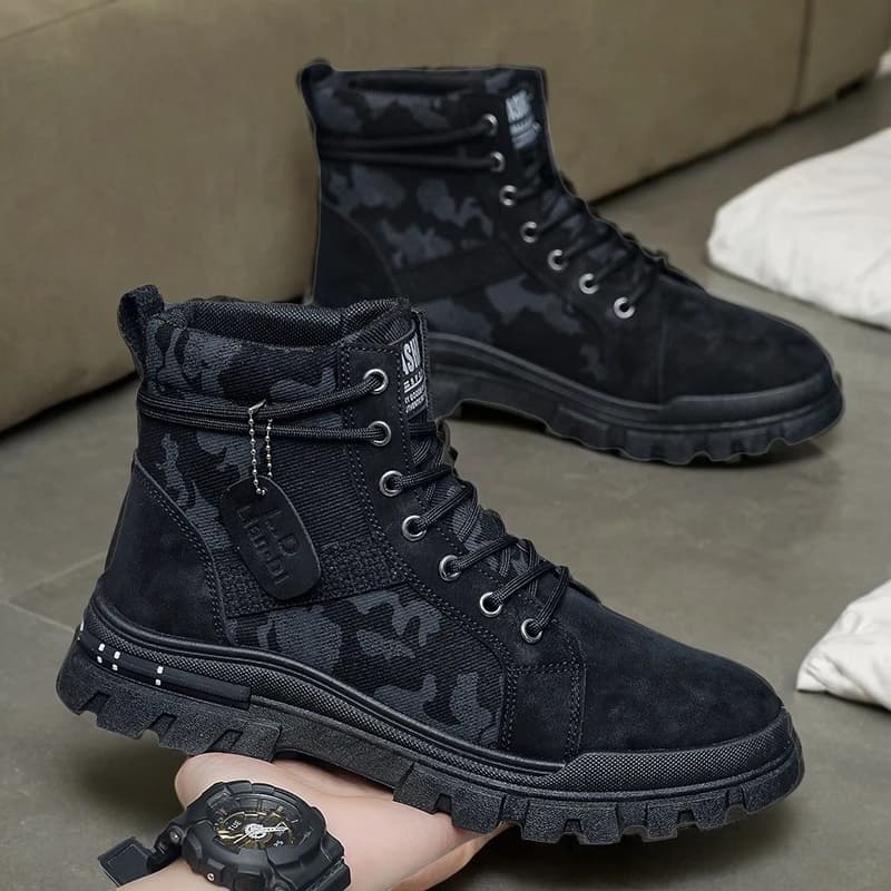 Scarpe da uomo alte primaverili 2026: Sneakers in tela alla moda, taglie forti, versatili, casual, stile britannico, nuove, stivali da lavoro