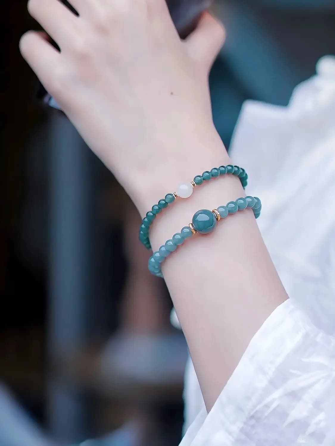 Original Blue Water Jade Chalcedony High Ice Bracelet Hetian White Jade Lucky Bead HandString Niche Female Zodiac Amulet Jewelry