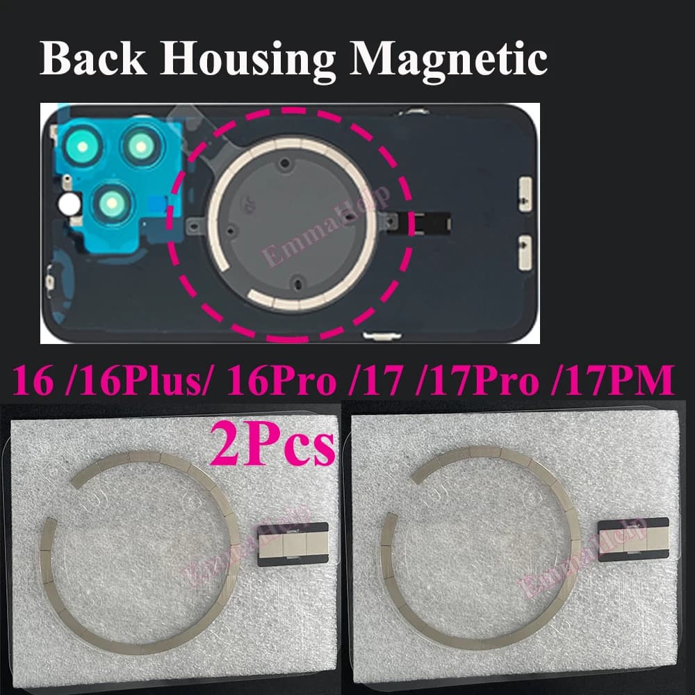 2 Pezzi Anello Magnetico in Metallo MagSafe Potente per iPhone 16 17 Pro Max Plus, Ricambi per Riparazione Magnete Posteriore per Caricabatterie Wireless
