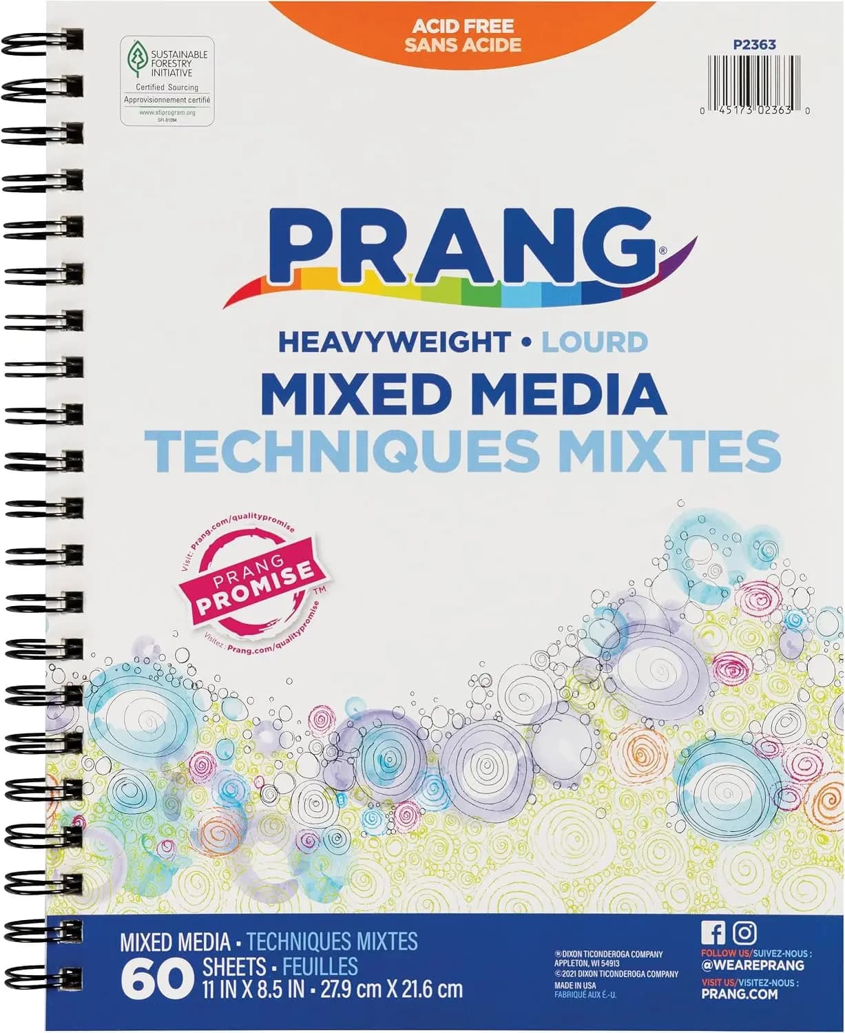 Mixed Media Journal Heavyweight 8.5x11 60 Sheets Spiral Bound Sketchbook