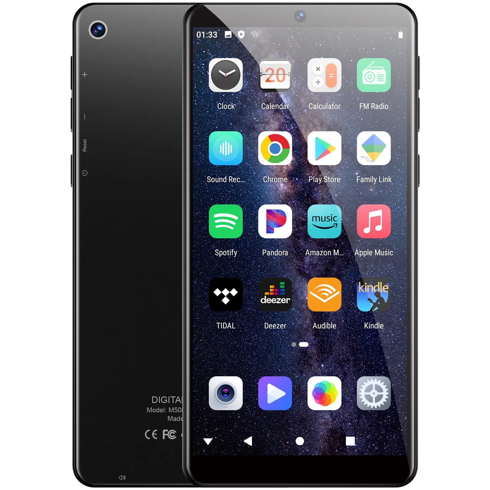 Lettore MP3 da 5,5 pollici con fotocamera da 13MP, Bluetooth e Wi-Fi, Android 13.0, Spotify, Deezer e Play Store