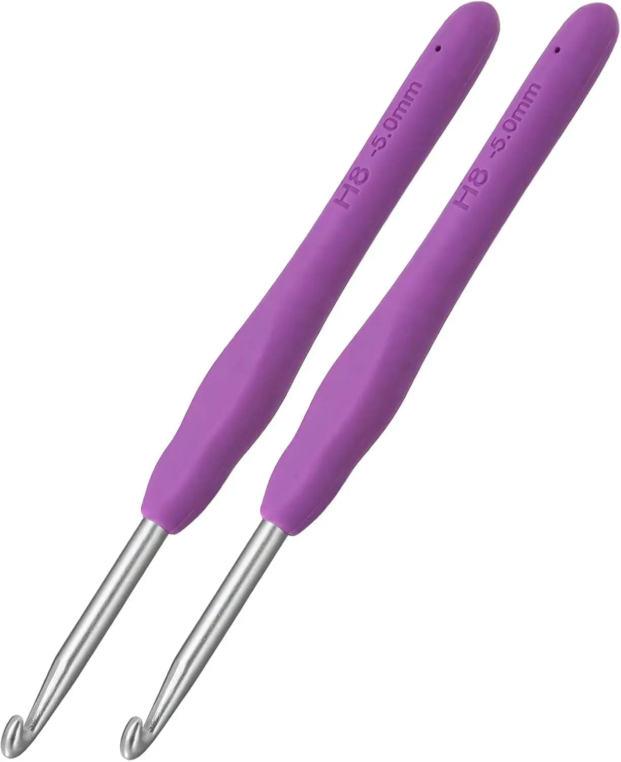 2Pcs Size H 5.0mm Crochet Hooks, Ergonomic Extra Long Handle for Arthritis, Smooth Comfort Grip for Beginners