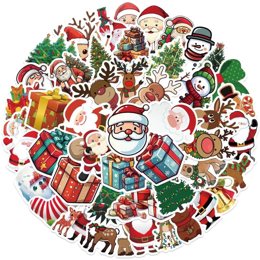 50 pezzi regali di buon Natale decorazioni adesivi graffiti per bicicletta conto a mano astuccio decalcomanie BulingBulingStickers Store