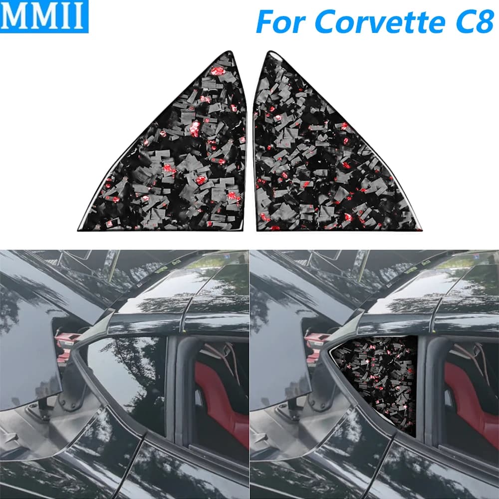Per Chevrolet Corvette C8 2020-2025, Copertura in Fibra di Carbonio Forgiata per Pannello Finestrino Triangolare Esterno, Accessori Auto, Adesivo