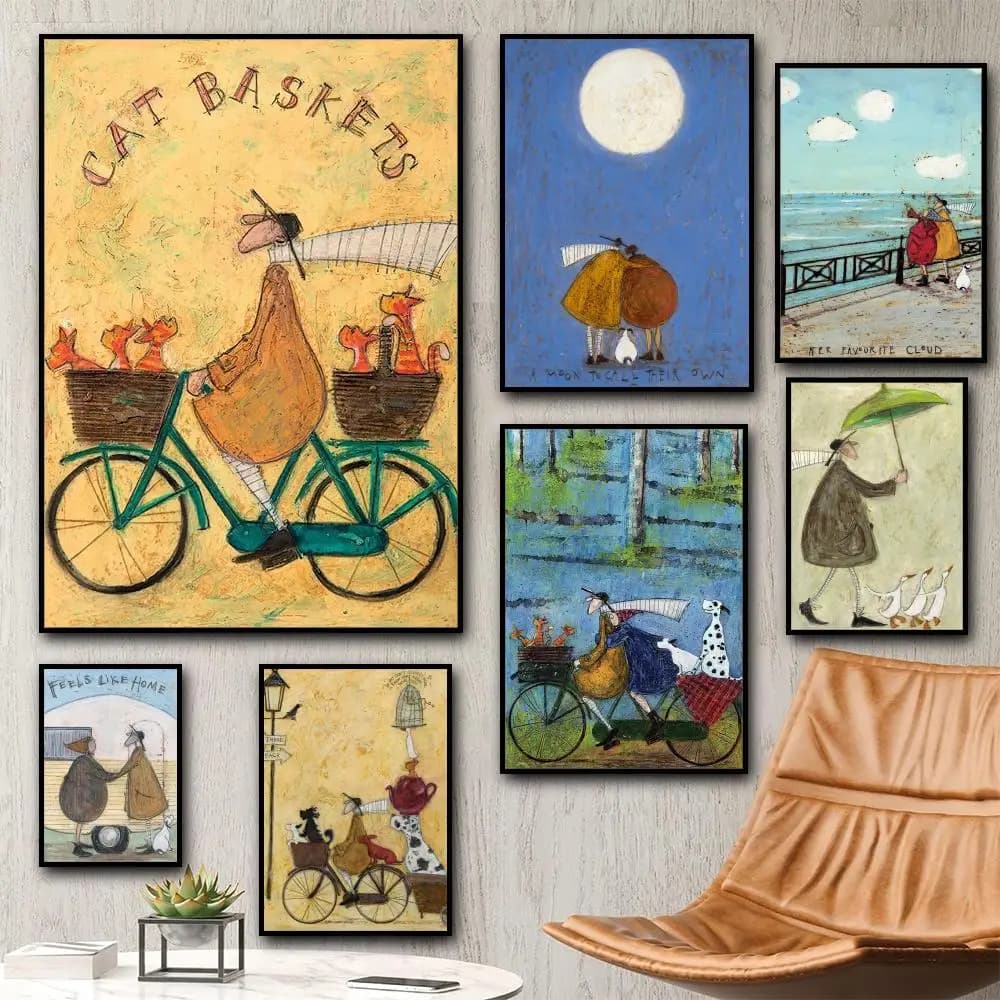 Sam Toft Arte Paesaggio astratto Amore Cani Pet Pittura Calligrafia HD Tela Poster soggiorno camera da letto bar decorazione estetica