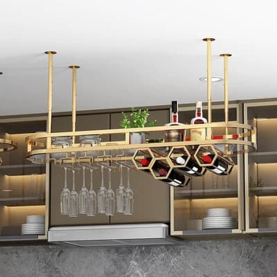 Portabottiglie moderno di lusso in acciaio inossidabile, appendibottiglie, scaffale per vino, portaoggetti, espositore per vino