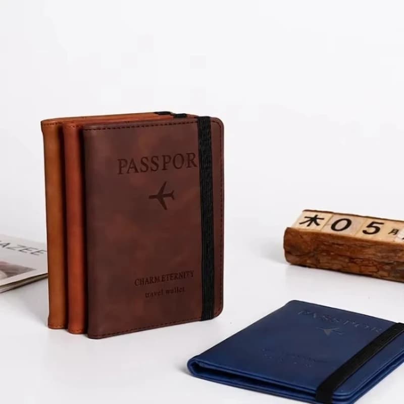 Travel Passport Wallet for Men PU Leather Large Capacity Hand Carry Business Card Holder Organizer