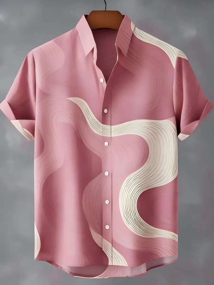 Men's collar short sleeved shirt with button design, casual and comfortable, fashionable and trendy, street outdoor, soft fabric