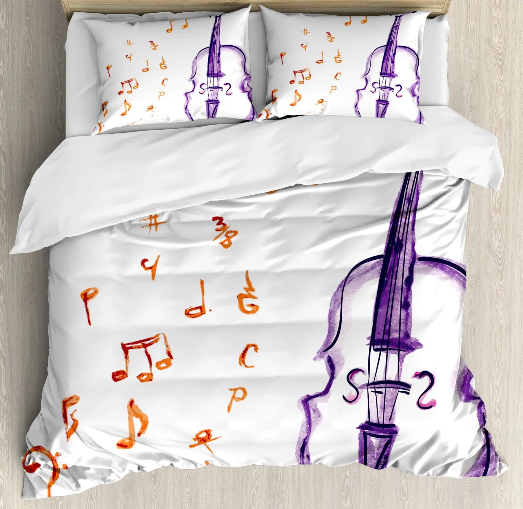 Children's Musical Children's Headdress Set Boys Girls Teenagers Queen King Cover Light Bedroom Furniture Bed linen set for music lovers