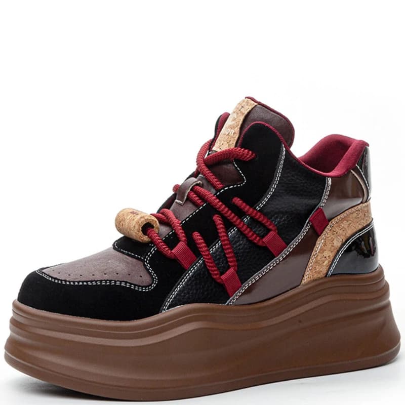 7CM Genuino 2025 NUOVE Donne del Cuoio Autunno Autunno Inverno Moda Fondo Spesso Scarpe Da Ginnastica Della Piattaforma Della Signora Zeppa Peluche Caldo Scarpe Causali