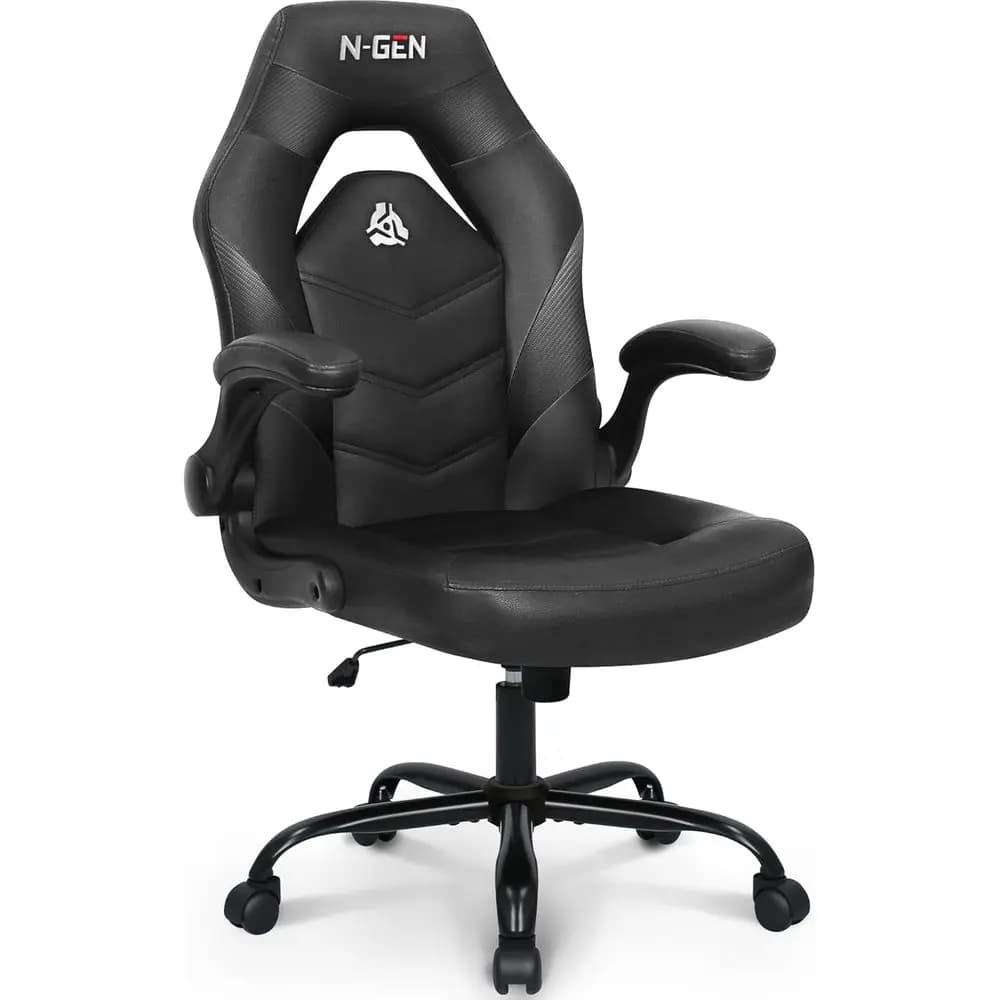 Sedia da Gaming Ergonomica in Pelle PU con Supporto Lombare, Altezza Regolabile e Ruote Girevoli per Casa e Ufficio (Nera)