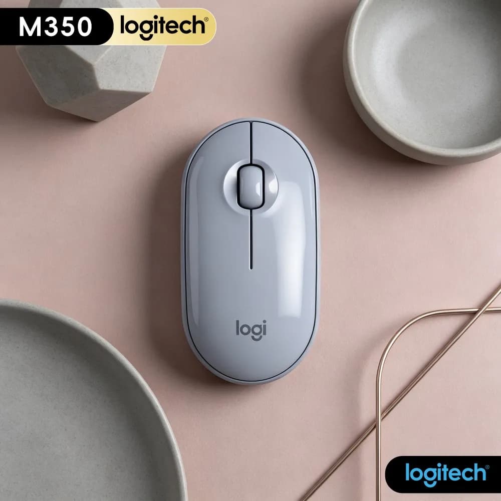Silent Click Travel Dual Mode Long Battery Wireless Mouse Logitech M350 PEBBLE For Notebook PC Tablet Home Office Daily Work