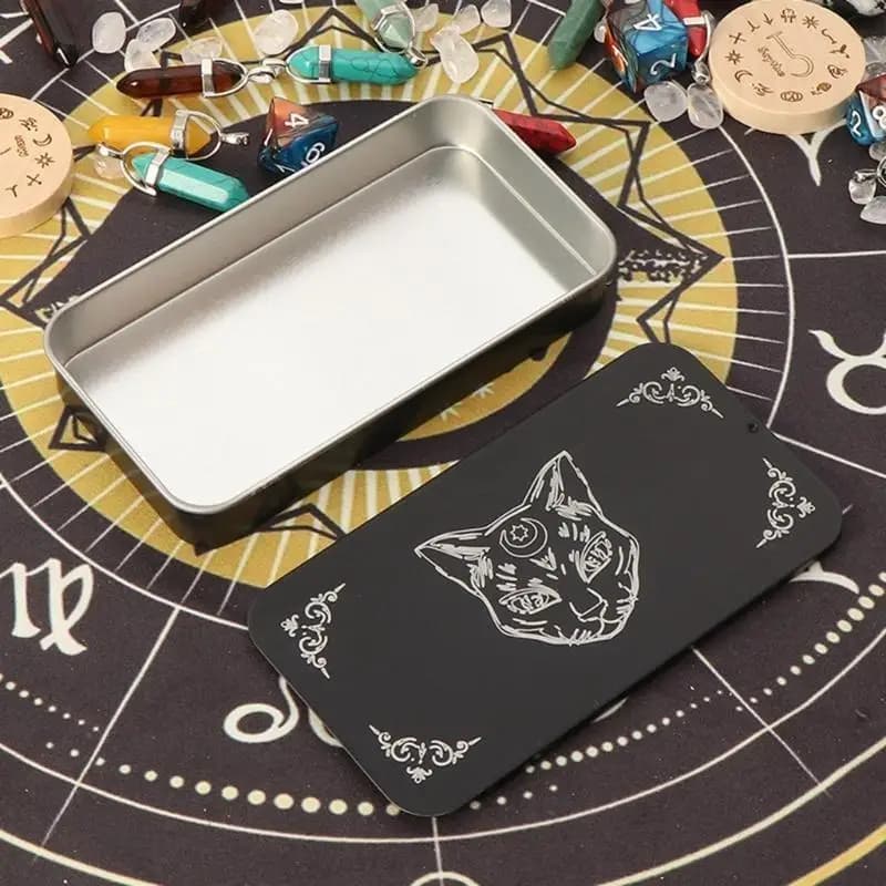 652F Scatola porta carte tarocchi portatile Astrologia Custodia porta carte tarocchi in ferro per decorazione streghe