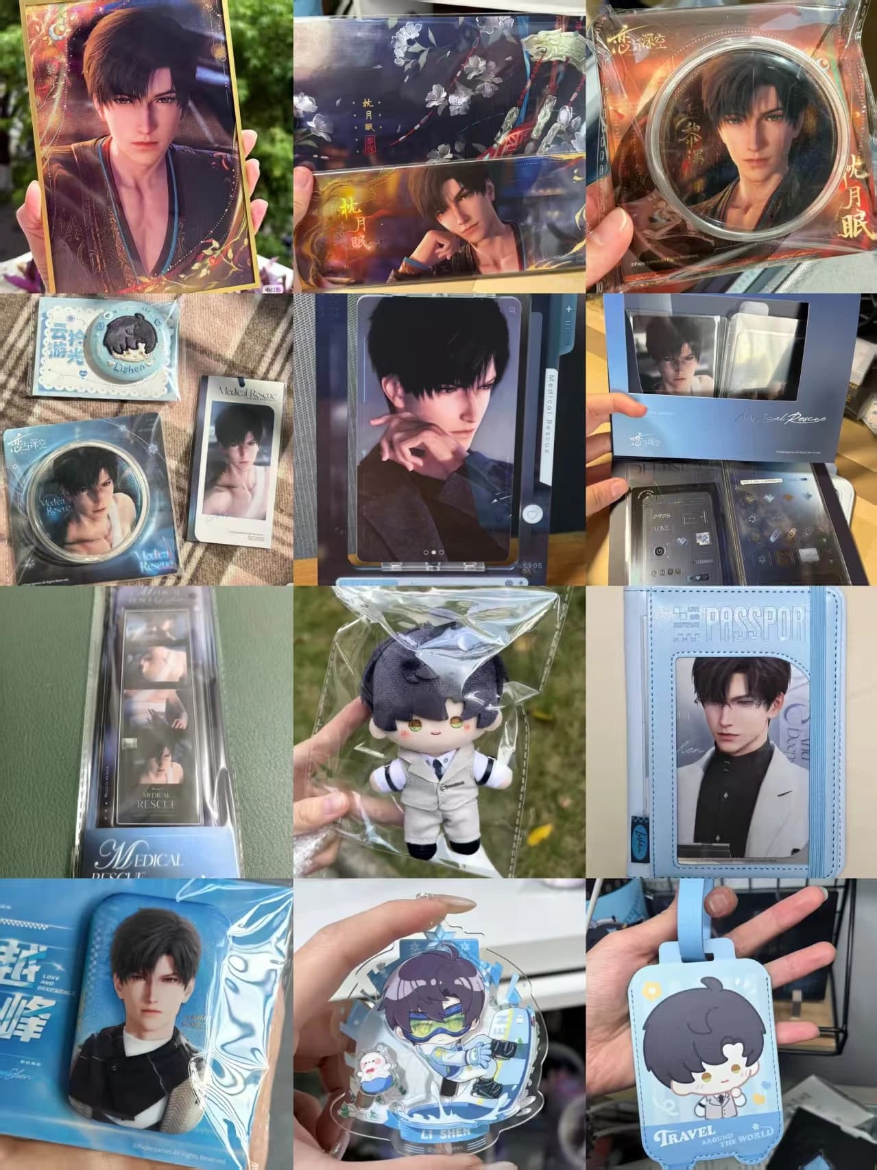 Ufficiale in magazzino Love and Deepspace Cosplay Summit Surge Zayne Supporto rotante Porta passaporto Distintivo Etichetta per bagagli Ciondolo per carta