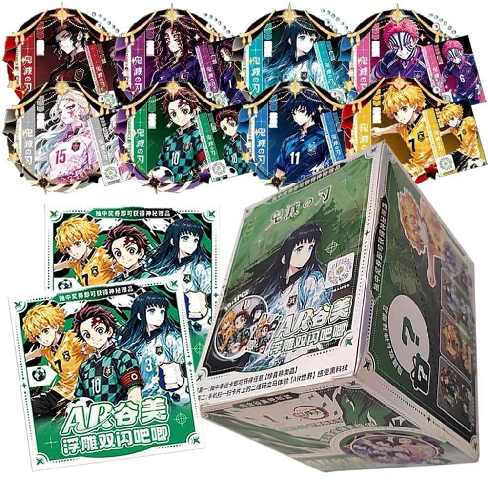 Demon Slayer x Football Collection Flash Card Clothing Backpack Fun AR Badge Decoration Child's Treasure Anime Character Brooch