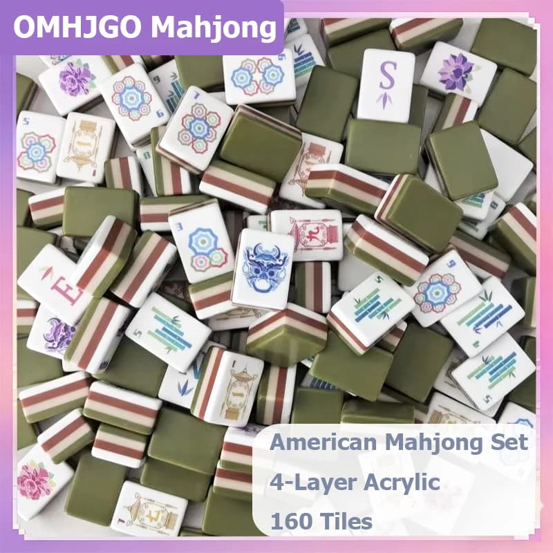 Disponibile Set Mahjong Americano con 160 Tessere, Gioco da Tavolo in Acrilico a 4 Strati, Portatile per Viaggi e Feste in Famiglia, Regalo Sorpresa