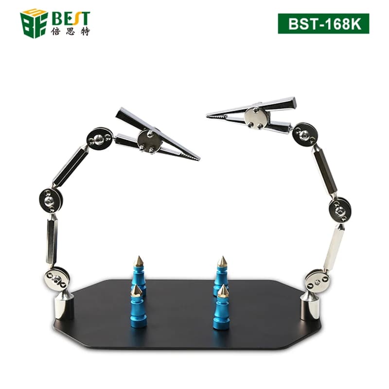 BST-168K Saldatura Helping Hands Morsetto per utensili Supporto per scheda madre PCB Supporto per dispositivo per maschera Clip a coccodrillo con braccio flessibile in metallo doppio