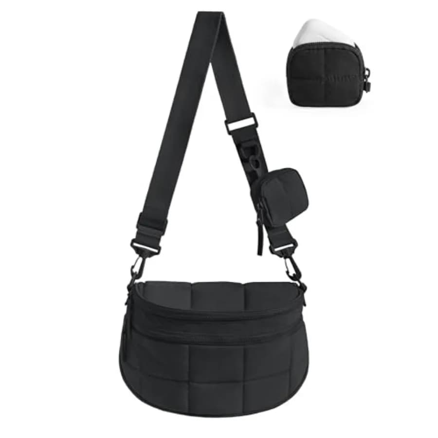 Small Crossbody Bags for Women, Puffer Cute Bum Bag with Pouch, Quilted Purse for Daily Travel College, 4.6L compact size, stru