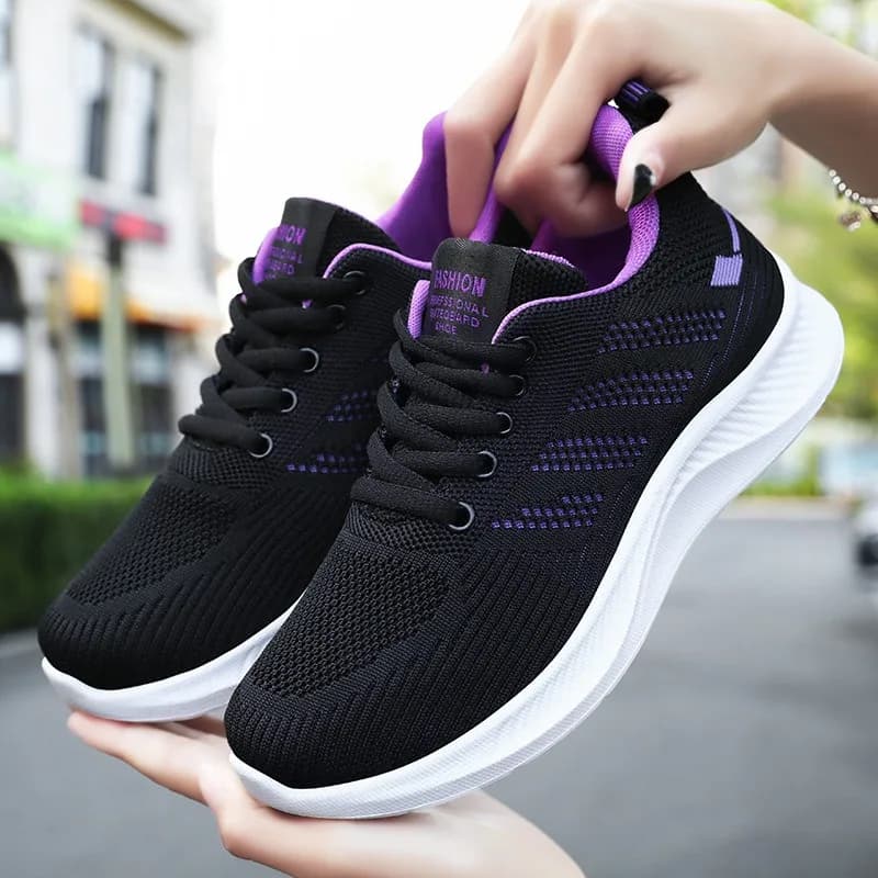 Scarpe da ginnastica stringate con suola morbida per il tempo libero primaverile e autunnale, mesh traspirante e confortevole, adatte per scarpe da corsa
