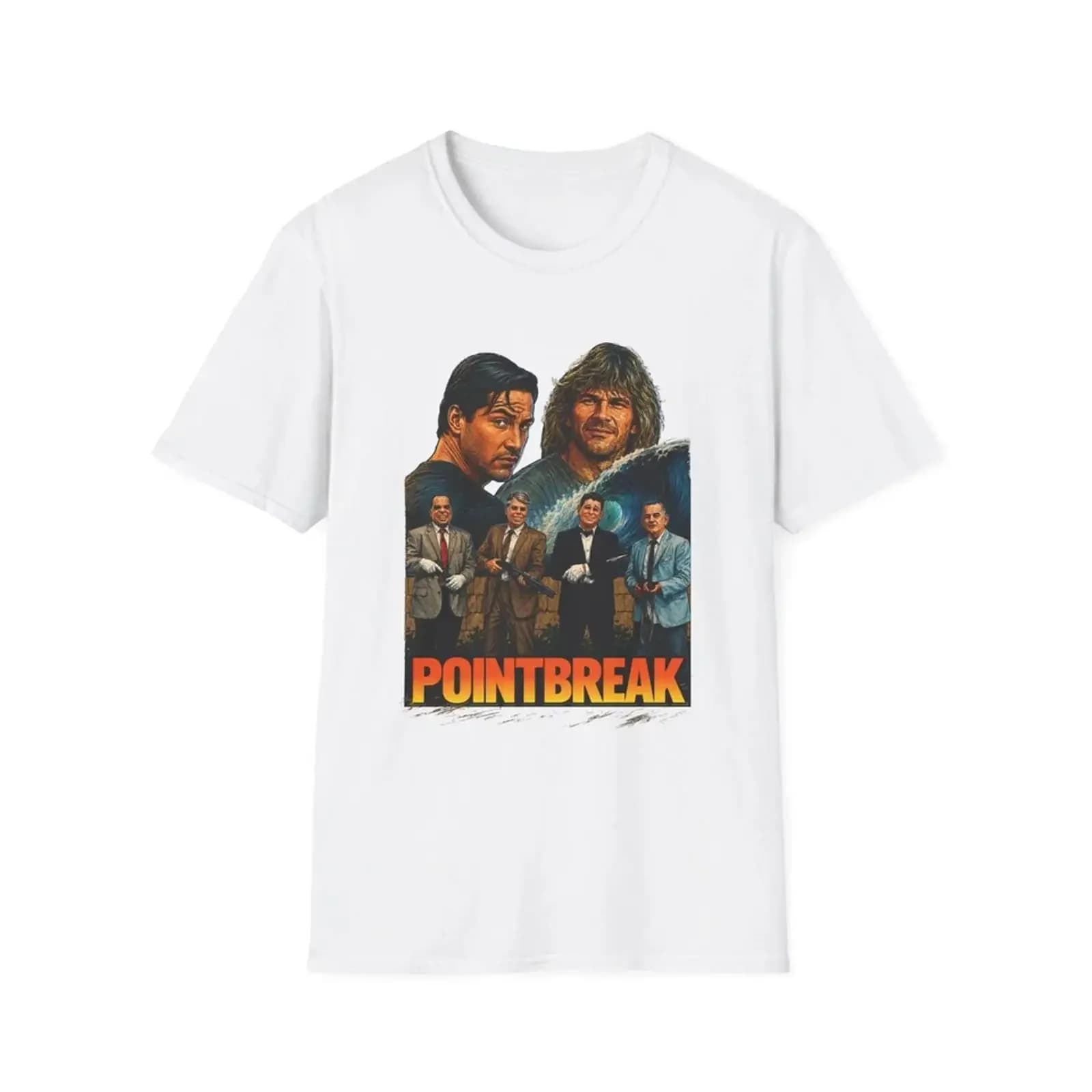 Point Break Movie Poster T Shirt Surf Heist Retro Image 1 of vintage Washed Breathable Stretched Slightly Soft designer clothes