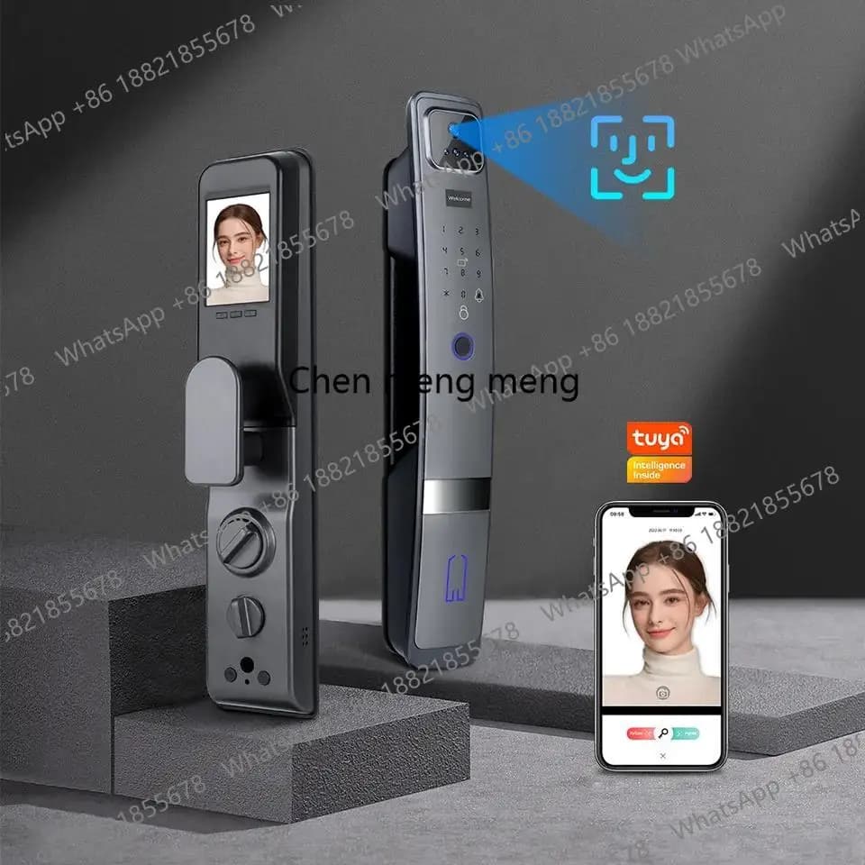 Serratura Intelligente Digitale con Riconoscimento Facciale e Impronta Digitale, Senza Chiave, con Telecamera Wi-Fi, Campanello, Codice, RFID, Sicura e Intelligente, Compatibile Tuya