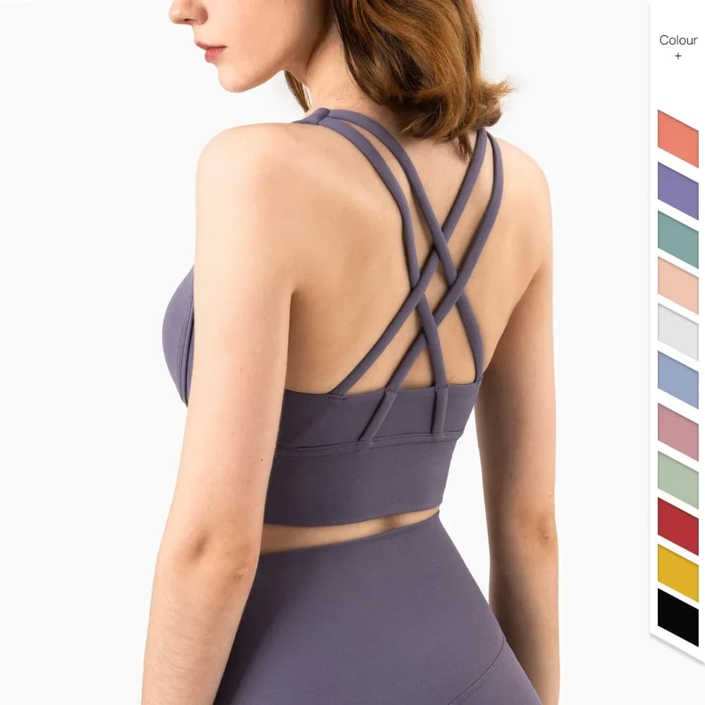 Moda estiva incrociata sul retro donna reggiseni sportivi canotta fitness donna traspirante top da yoga reggiseno crop top abbigliamento da palestra donna