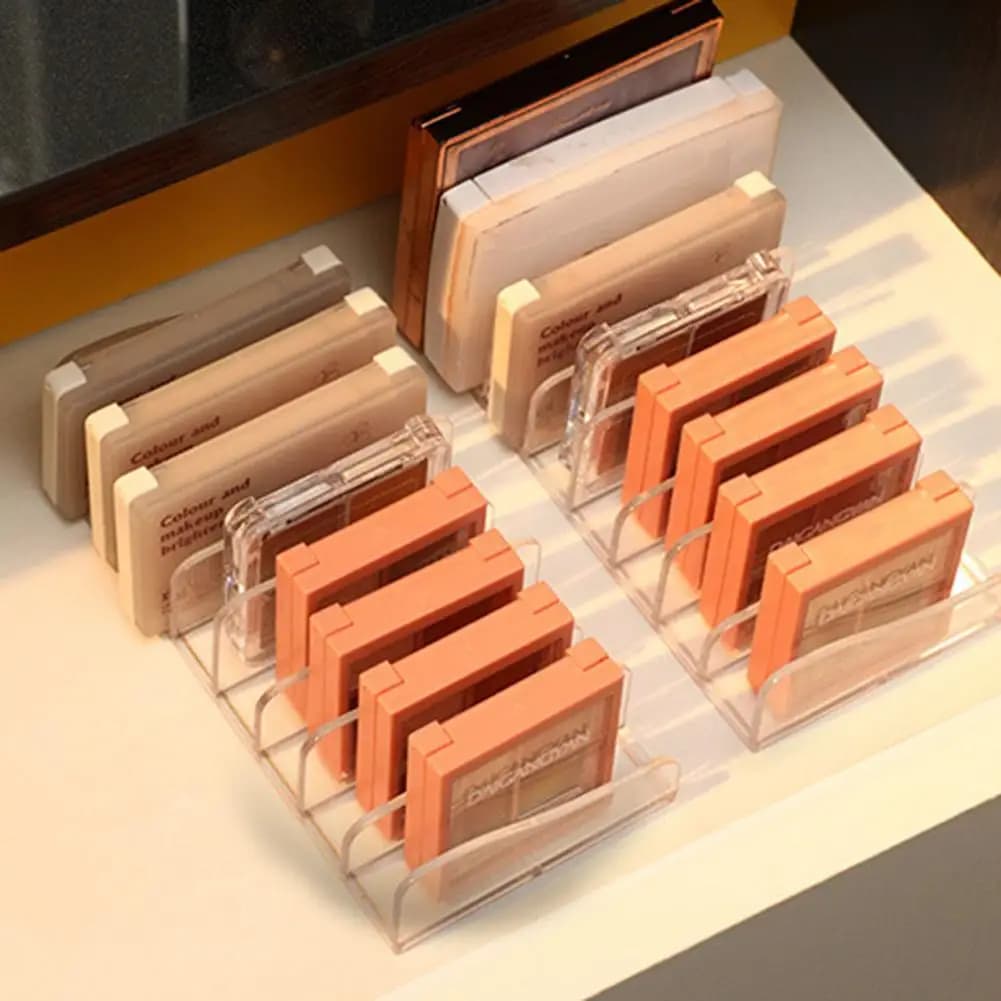 Makeup Storage Rack Transparent Eyeshadow Palette Storage Rack with Multi Compartments Thick Capacity Cosmetic for Bathroom