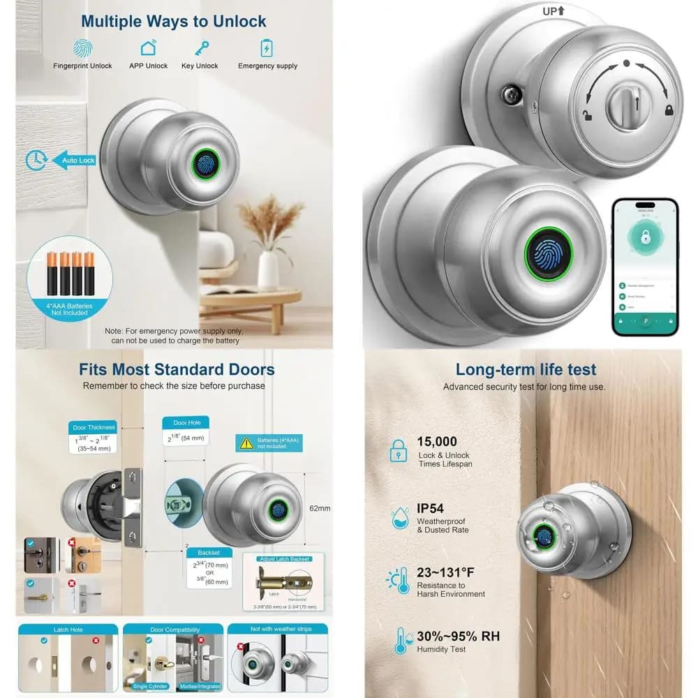 Serratura Intelligente Biometrica con Impronta Digitale, Controllo tramite App e Accesso Senza Chiave per la Sicurezza Domestica