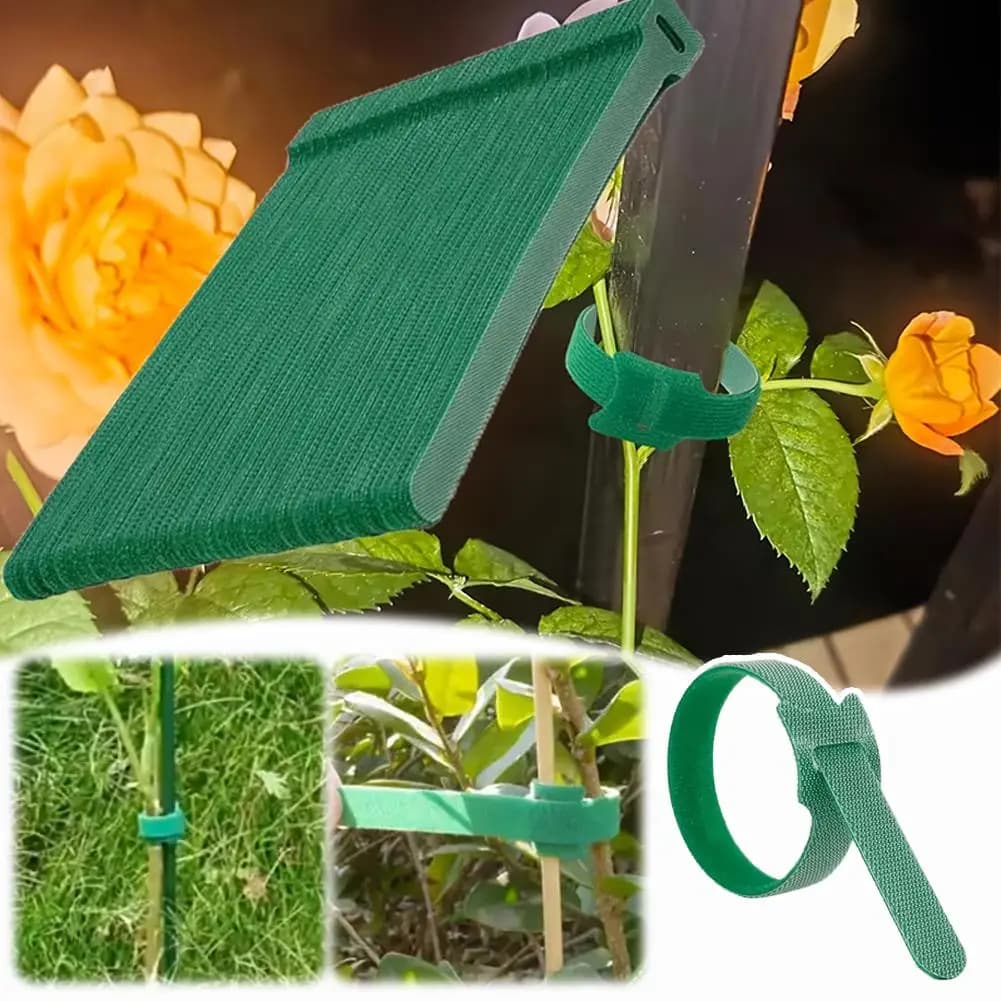 100 Pezzi Fascette a T Verdi in Plastica, Riutilizzabili, in Nylon, con Gancio, Invisibili, Regolabili, Morbide, per Giardino