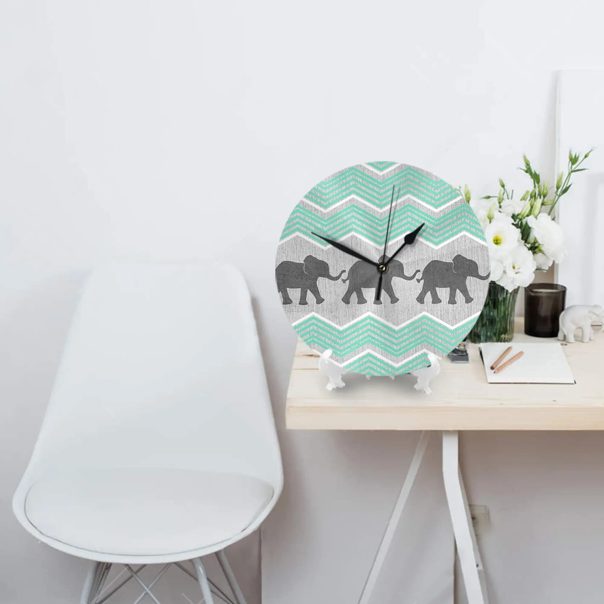 Three elephants Wall clock Decorating room Silent round watch for bedroom Living room Kitchen Home