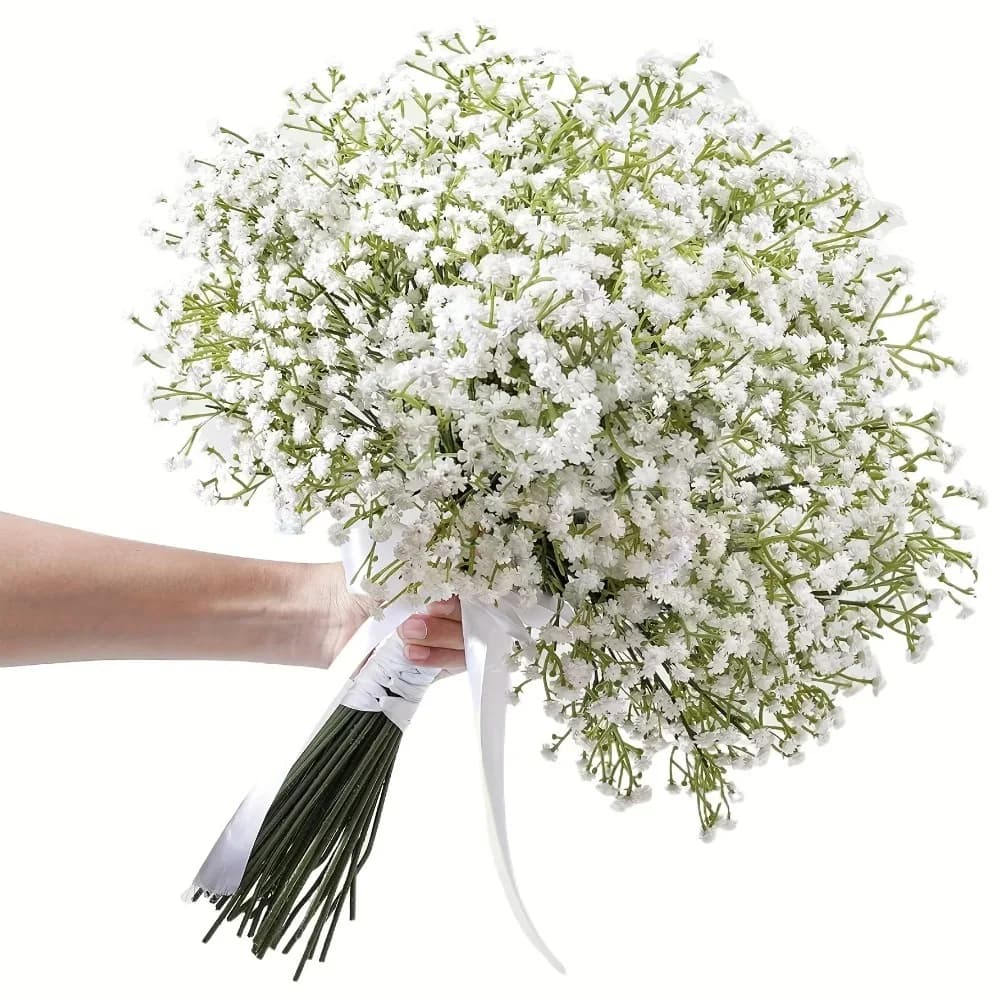 NUOVO Set di 20 Fiori Artificiali Realistici di Gypsophila Bianca - Eleganti Decorazioni per Bouquet da Matrimonio, Fai-da-Te per Casa e Ufficio